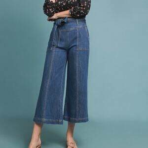ANTHROPOLOGIE Pilcro Ultra High Rise Cropped Wide Leg Jeans 26